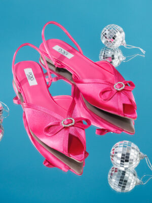 POG MAGENTA SATIN SLING BACK FLAT SHOES