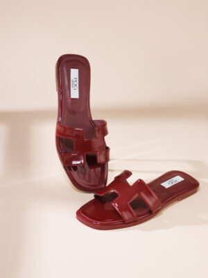 POG MAROON PATENT H SLIPPERS