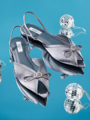 POG FRENCH GREY SATIN SLING BACK FLAT SHOES