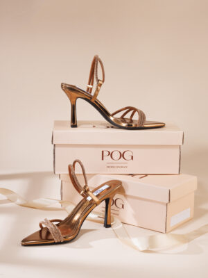 POG EMBELLISHED BRONZE PENCIL ODEYA MULTISTRAP SANDALS