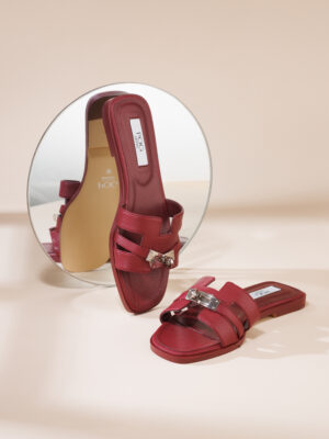 POG WINE RED BUCKLE H SLIDES