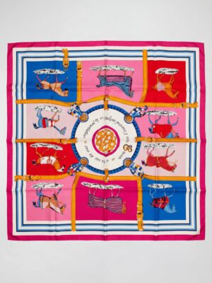 MAGENTA BORDER MULTI HORSE COUVERTURES PRINT SCARF