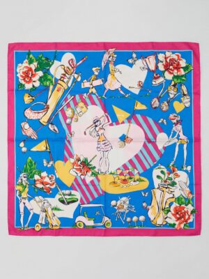 MAGENTA X BLUE GOLF GIRL PRINT SCARF