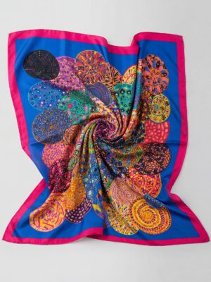 PINK BORDER SAX MULTI BALL PRINT SCARF