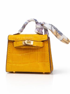YELLOW PATENT CROC TWISTLOCK BAG CHARM