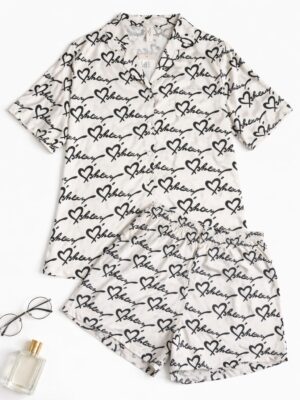 ANGELROUGE LOVE ASHLEY COLLARED SHORTS SET SLEEPWEAR