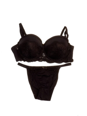ANGELS AURA 3620 BLACK LACE INSERT BRA & PANT SET