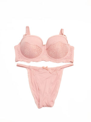 ANGELS AURA 3620 PINK LACE INSERT BRA & PANT SET