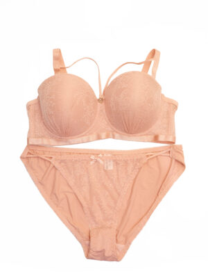 ANGELS AURA A24044 SALMON LACE BRA & PANT SET