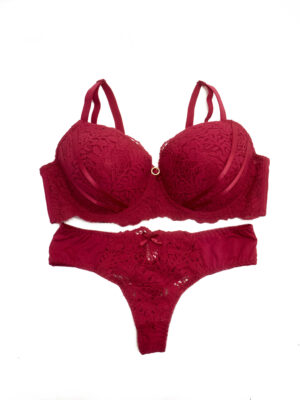 ANGELS AURA A24109 AUBERGINE LACEY BRA & PANT SET