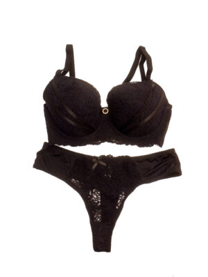 ANGELS AURA A24109 BLACK LACEY BRA & PANT SET