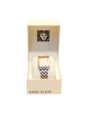 ANNE KLEIN 2TONE PINK FACE CHAIN WATCH