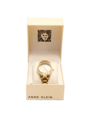 ANNE KLEIN GOLD ROUND MINI ROLO CHAIN WATCH