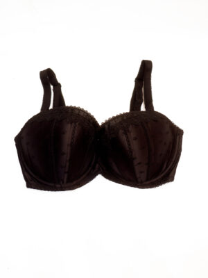 BOUX AVENUE BLACK SILK LACEY DETAIL BRA