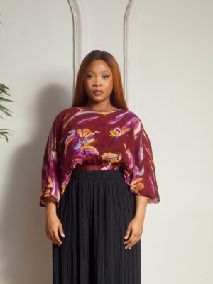 (2FOR30K)WINISHMUSTARD FLORAL SUNRAY BATWING CROP TOP