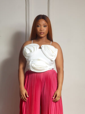 (2FOR40K) IVORY ROSE INSERT THIN STRAP CROP TOP