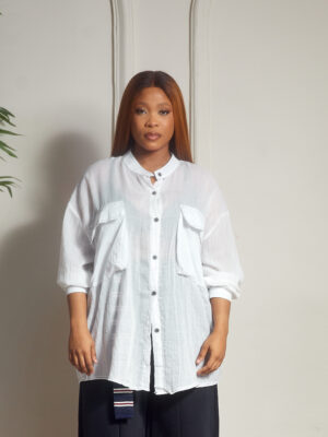 (2FOR40K) SHUO CRINKLED IVORY DOUBLE POCKET SHIRT