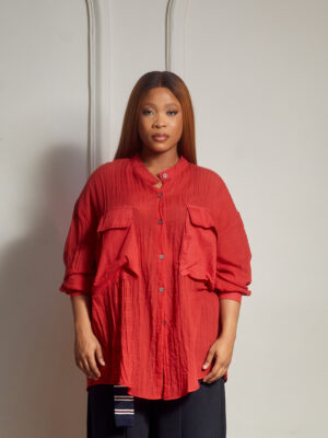 (2FOR40K) SHUO CRINKLED RUST DOUBLE POCKET SHIRT