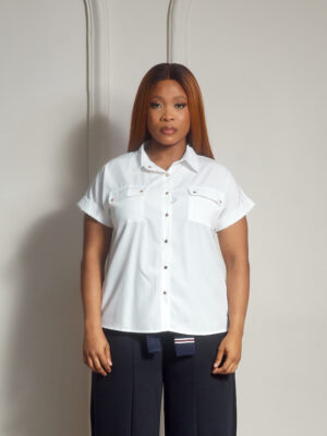 (2FOR35K) YIMO IVORY DOUBLE POCKET MILITARY SHIRT