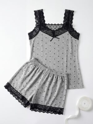 GREY X BLACK SPOTTY RIB BONE LACE INSERT 2PCS SET