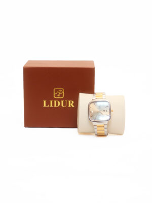 LIDUR 2TONE BOLD SQUARE SILVER FACE CHAIN WATCH