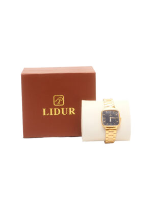LIDUR GOLD MINI SQUARE BLACK FACE CHAIN WATCH