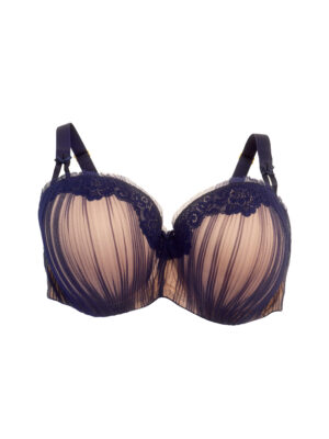 LR STYLE UK NAVY PLEATED TULLE DETAIL BRA