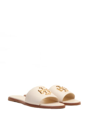 TORY BURCH EVERLY CALF NEW IVORY SLIDES