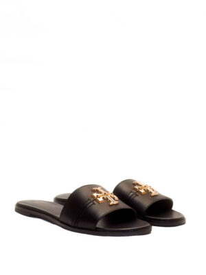 TORY BURCH EVERLY CALF PERFECT BLACK SLIDES