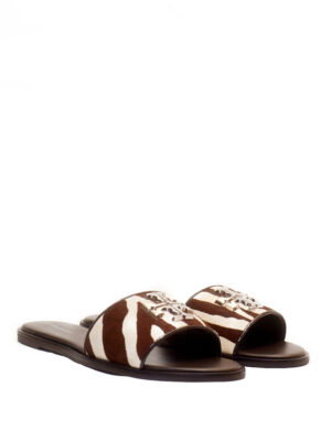 TORY BURCH EVERLY ZEBRA BABY HAIR CALF SLIDES