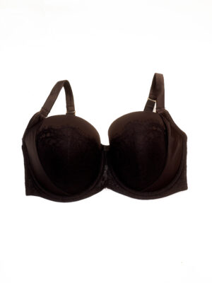 UK BLACK SILK CHANTILLY LACE INSERT BRA