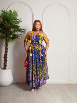 SASHES X HIDES MUSTARD LEAF CUTLET CHIFFON ADIRE KIMMI DOLL DRESS