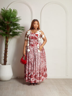 SASHES X HIDES IVORY LEAF CUTLET CHIFFON ADIRE KIMMI DOLL DRESS