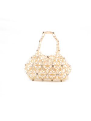 CREAM PEARL BEADED PARTY BAG