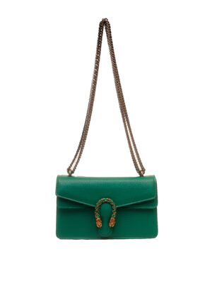 GREEN REFINED GRAIN SMALL REPTILE BUCKLE CHAIN BAG