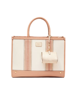 EMILY LORAN PINK SAFIANO MONOGRAM BELT OVERSIZED BAG