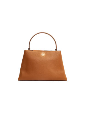 TORY BURCH BRITTEN MOOSE TAN BIG TOP HANDLE SATCHEL BAG