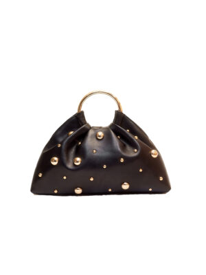 URBAN EXPRESSIONS BLACK GOLD STUDDED ROUND HANDLE PURSE