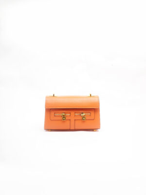 (2FOR60K) ORANGE REFINED GRAIN DOUBLE ZIPPER BAG