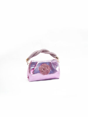 6141 PINK SATIN ENVELOPE STONE PURSE