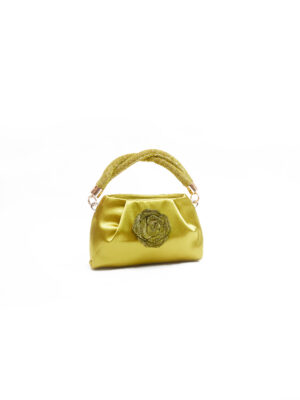 6141 OLIVE SATIN ENVELOPE STONE PURSE