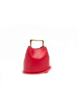 (2FOR70K) DAFE RED GOLD BALL N METAL HANDLE BUCKET BAG