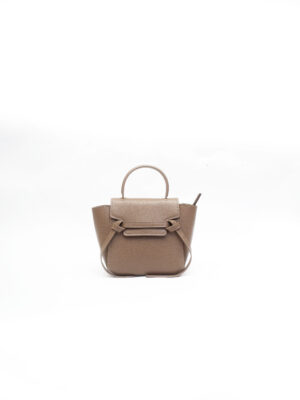 KHAKI REFINED GRAIN CELLY TOP HANDLE FIN BAG