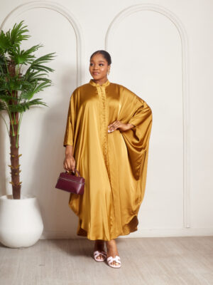 (2FOR75K)ZR OLIVE SILK MULTI BUTTON CAFTAN