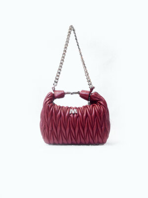 QUMAN M8536 RED QUILTED PUFF ROUND BAG