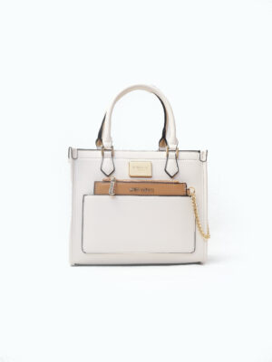 EMILY LORAN 11002 BEIGE WITH CHAIN PURSE TOP HANDLE BAG