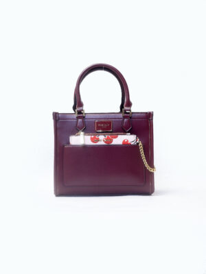 EMILY LORAN 11002 MAROON WITH BERRY CHAIN PURSE TOP HANDLE BAG