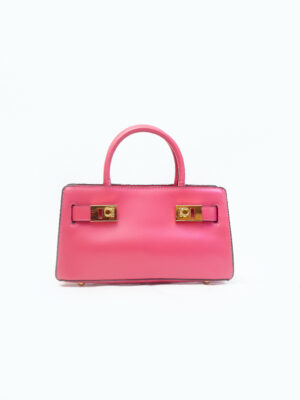 DAFEN MAGENTA DOUBLE GOLD BUCKLE STRUCTURED TOP HANDLE BAG
