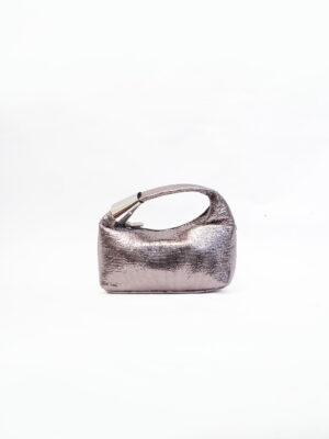 GUN SHINY SILVER BUCKLE ON HANDLE GRAB HANDLE BAG