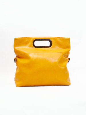 MUSTARD YELLOW PALM HOLE OVERSIZED PURSE